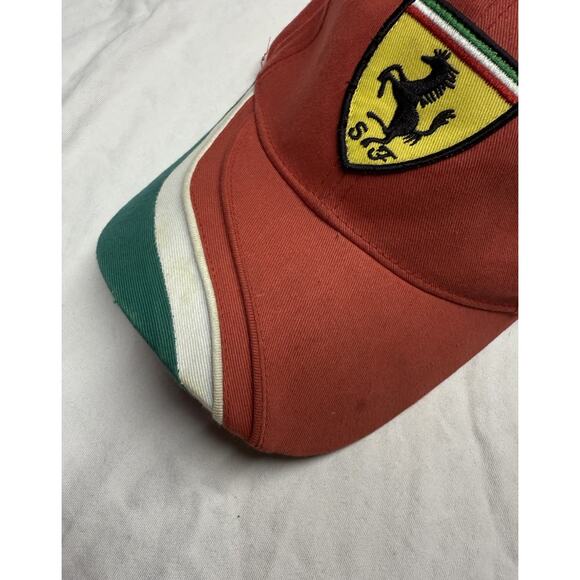 FERRARI Hat Color Red Italian Flag One Size Adjustable Cap - Picture 5 of 13